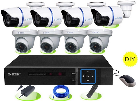 BỘ CAMERA  POE 8, 1.0MPX 720P VÀ ĐẦU GHI NVR POE.
